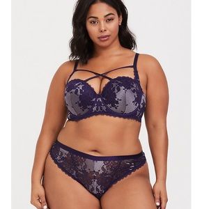 Torrid purple strappy bra & thong set. Thong sz 1.